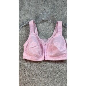 Lunaire Instant Shaping Pink Lace Front Closure Wirefree Bra 1628 Womens 34D NEW